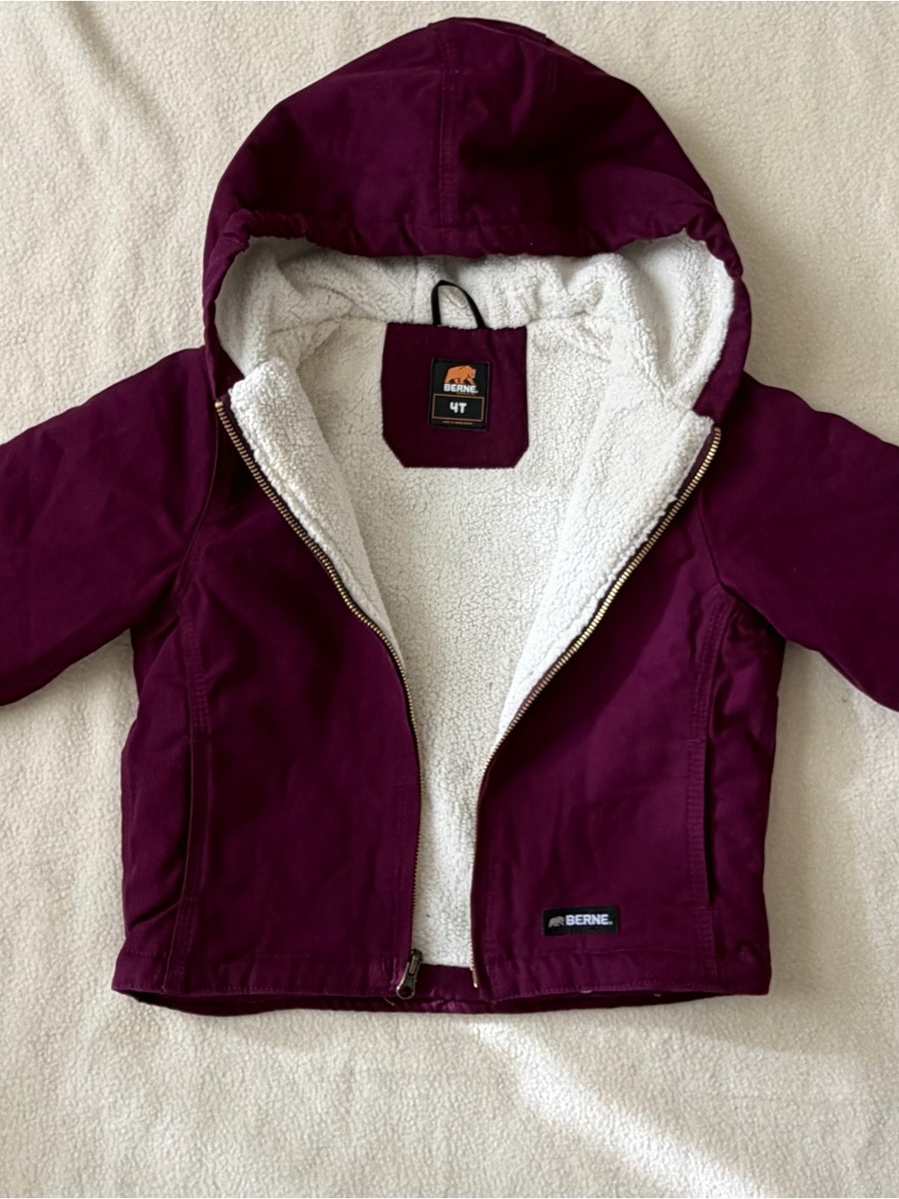 Berne Toddler Kids Purple
Canvas Hooded Sherpa Lined
Jacket Size 4T
